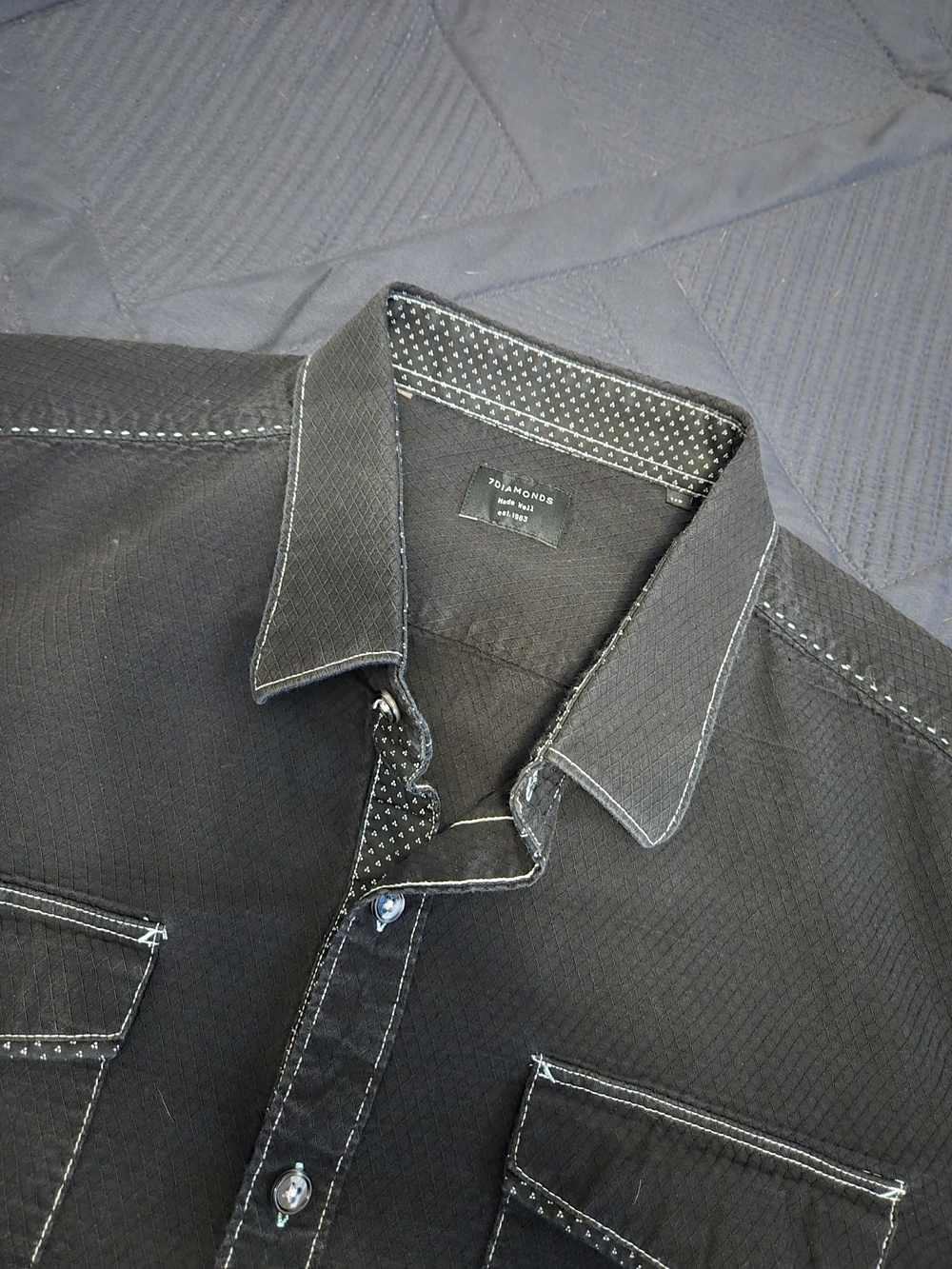 7 Diamonds Men's Black Button-Front Shirt Jacket Size Xl